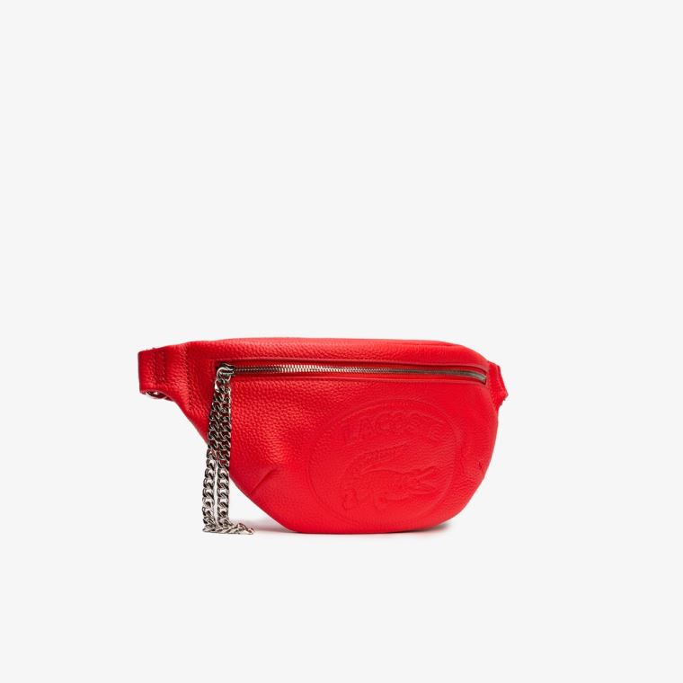 Lacoste Croco Crew Grained Bőr Beltbag Piros | uVktxGJD