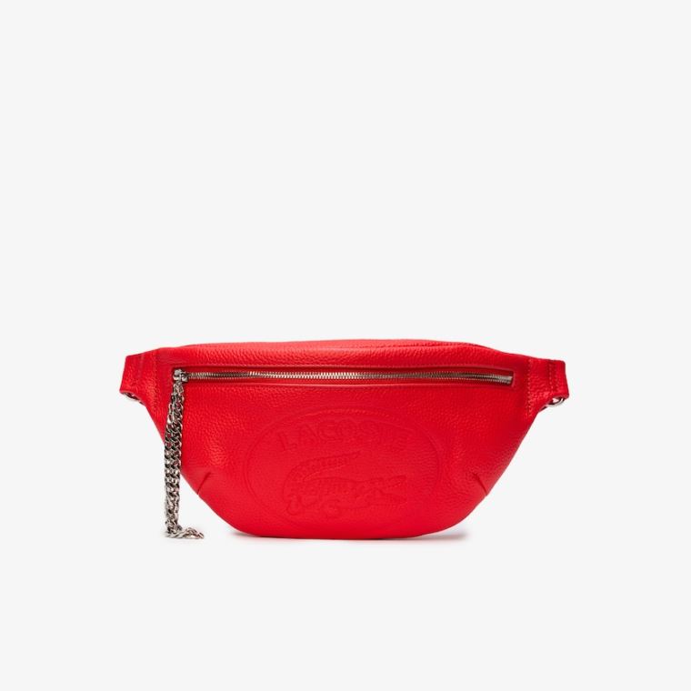 Lacoste Croco Crew Grained Bőr Beltbag Piros | uVktxGJD