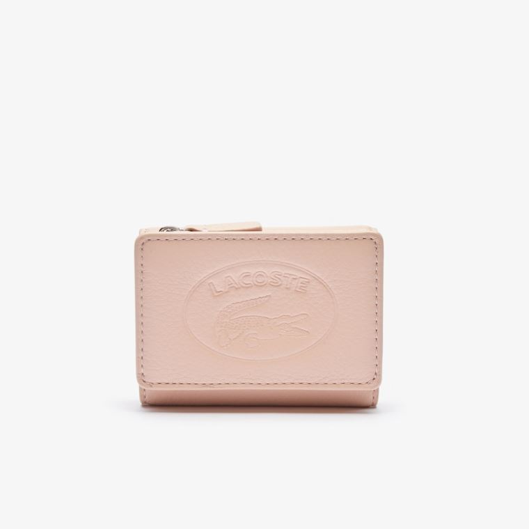 Lacoste Croco Crew Grained Bőr Zip Wallet Rózsaszín | tmeqXsjh