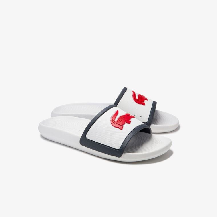 Lacoste Croco Rubber Pántos Szintetikus Slides Fehér Bézs | jTo8wbmT