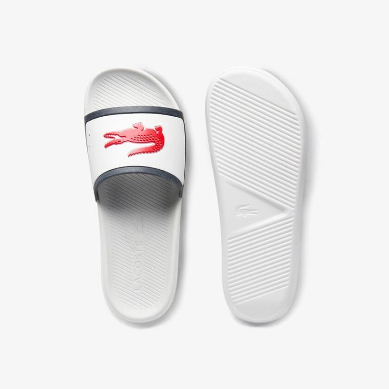 Lacoste Croco Rubber Pántos Szintetikus Slides Fehér Bézs | jTo8wbmT