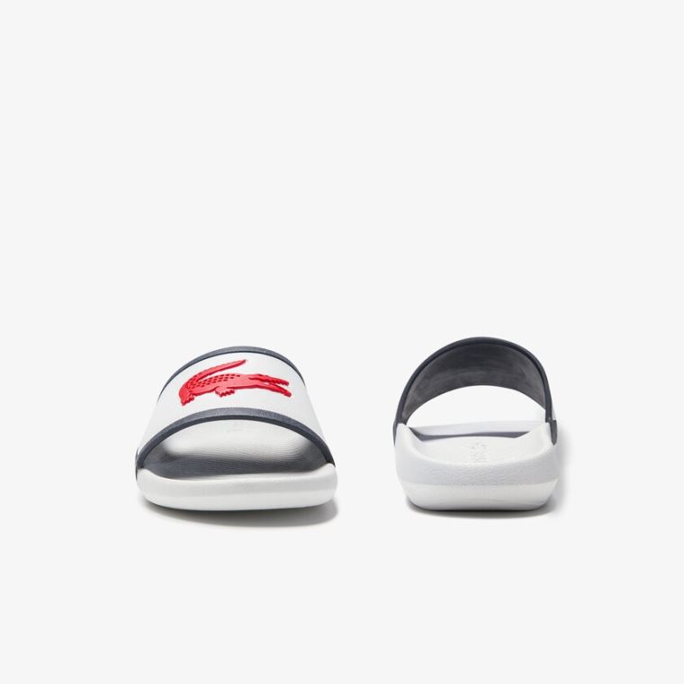 Lacoste Croco Rubber Pántos Szintetikus Slides Fehér Bézs | jTo8wbmT