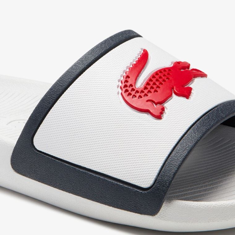 Lacoste Croco Rubber Pántos Szintetikus Slides Fehér Bézs | jTo8wbmT