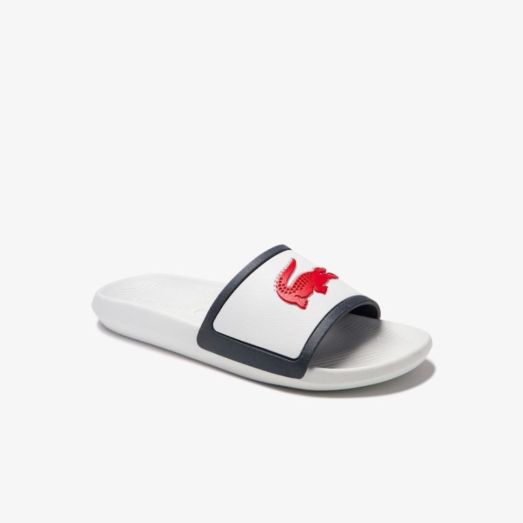 Lacoste Croco Rubber Pántos Szintetikus Slides Fehér Bézs | jTo8wbmT