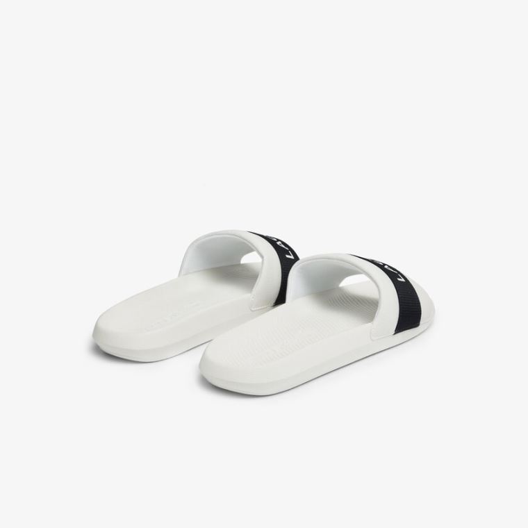 Lacoste Croco Slides Textil Logo Fehér Sötétkék | mqOotfiM