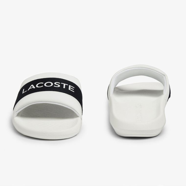 Lacoste Croco Slides Textil Logo Fehér Sötétkék | mqOotfiM