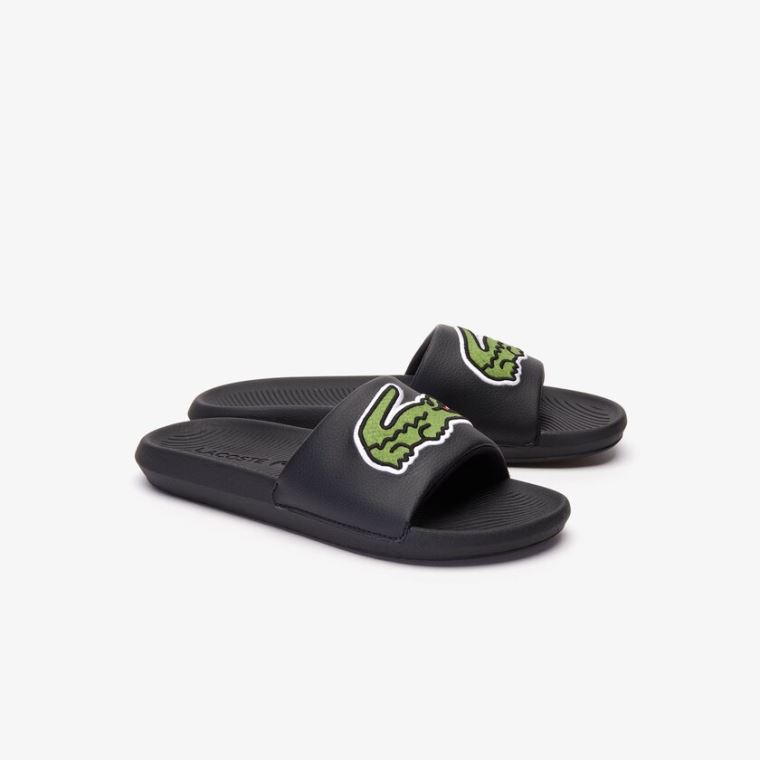 Lacoste Croco Szintetikus Slides Fekete | JhBDDgai