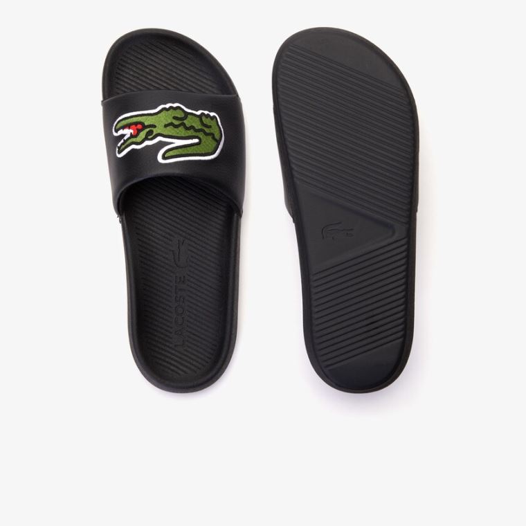 Lacoste Croco Szintetikus Slides Fekete | JhBDDgai