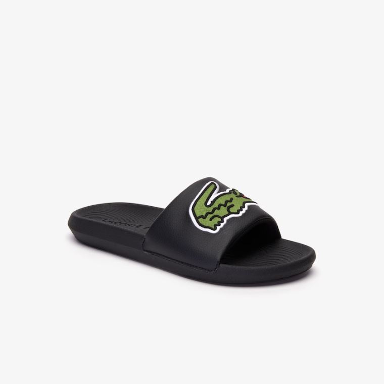 Lacoste Croco Szintetikus Slides Fekete | JhBDDgai