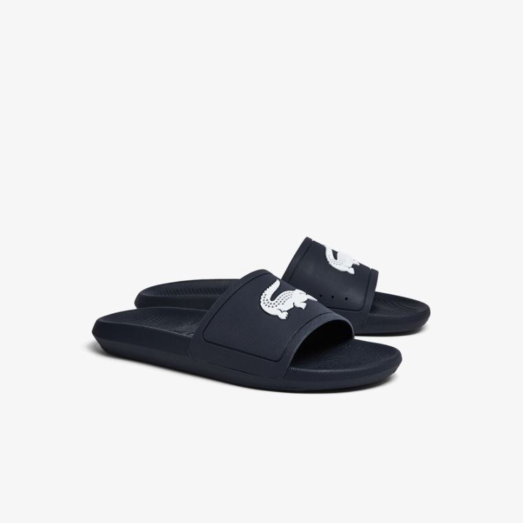 Lacoste Croco Szintetikus Slides Sötétkék Fehér | ht2PwfgI