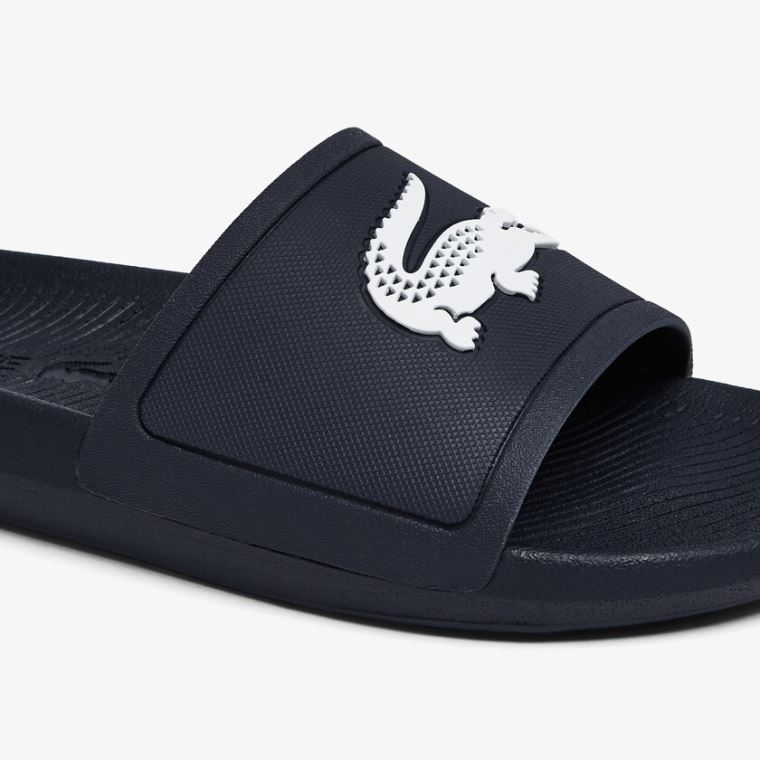 Lacoste Croco Szintetikus Slides Sötétkék Fehér | ht2PwfgI