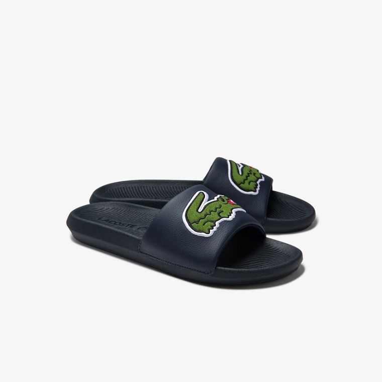 Lacoste Croco Szintetikus and PU Slides Sötétkék | s0pdvDdl