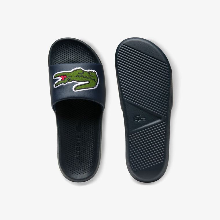 Lacoste Croco Szintetikus and PU Slides Sötétkék | s0pdvDdl