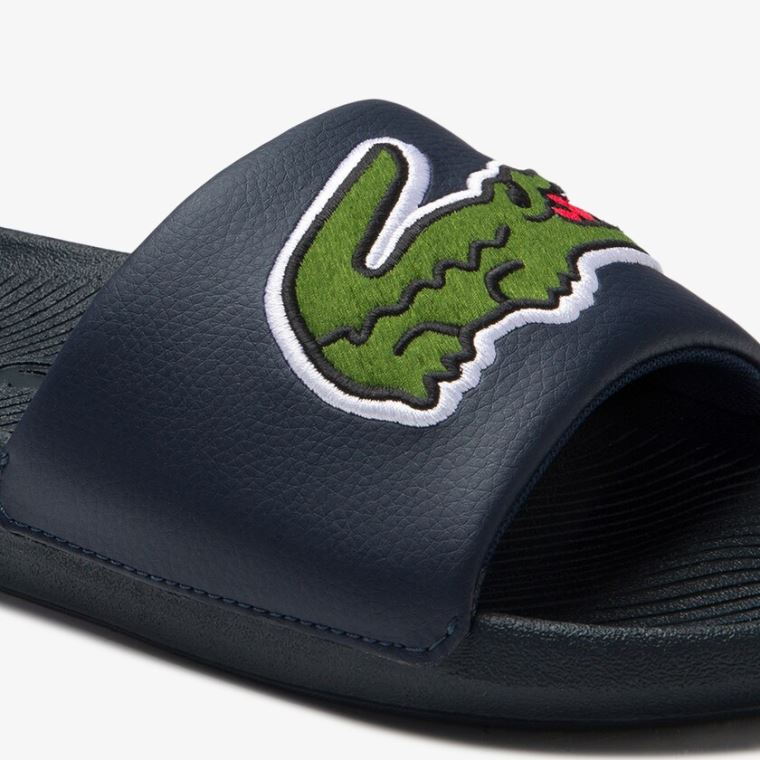 Lacoste Croco Szintetikus and PU Slides Sötétkék | s0pdvDdl