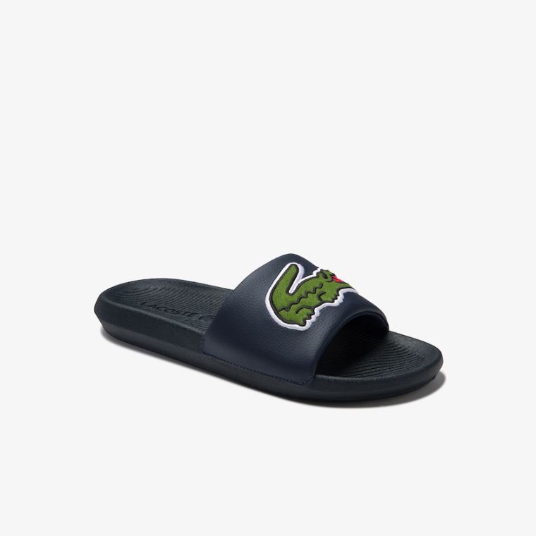 Lacoste Croco Szintetikus and PU Slides Sötétkék | s0pdvDdl