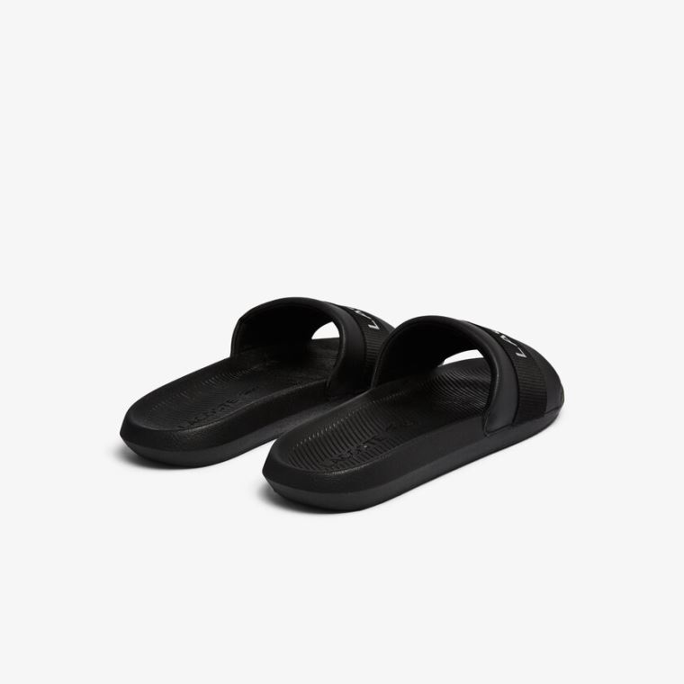 Lacoste Croco Textil Logo Slides Fekete Fekete | 5Ux7mQFA