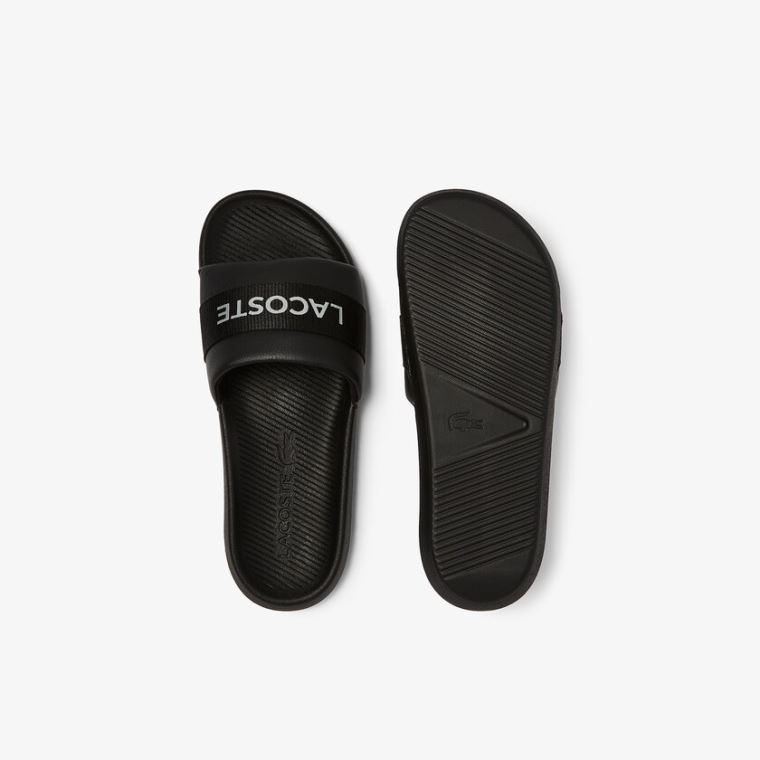 Lacoste Croco Textil Logo Slides Fekete Fekete | 5Ux7mQFA