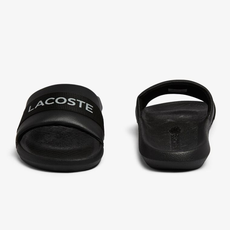 Lacoste Croco Textil Logo Slides Fekete Fekete | 5Ux7mQFA