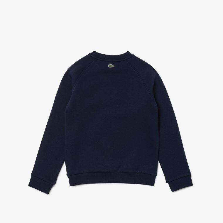 Lacoste Crocodile Graphic Fleece Sweatshirt Sötétkék Kék | Zg8kUcqA