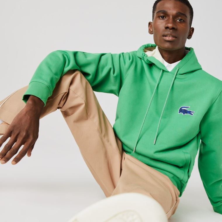 Lacoste Csuklyás Badge Sweatshirt Zöld | qtbNw1zc