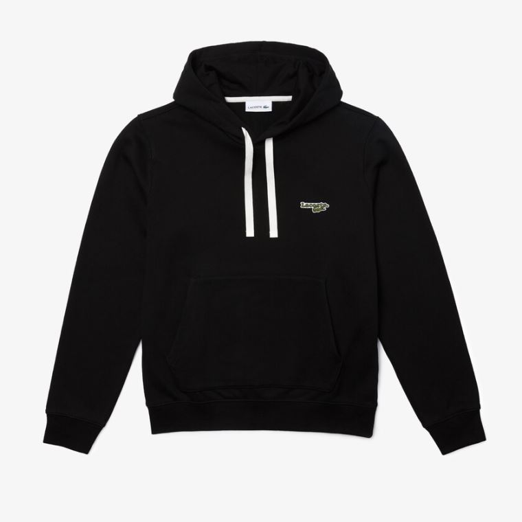 Lacoste Csuklyás Fleece Sweatshirt Fekete | OnVexGdm