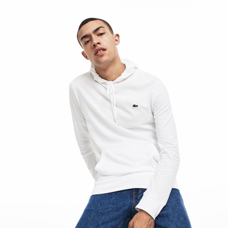 Lacoste Csuklyás Pamut T-shirt Fehér | 8ikqfqsv