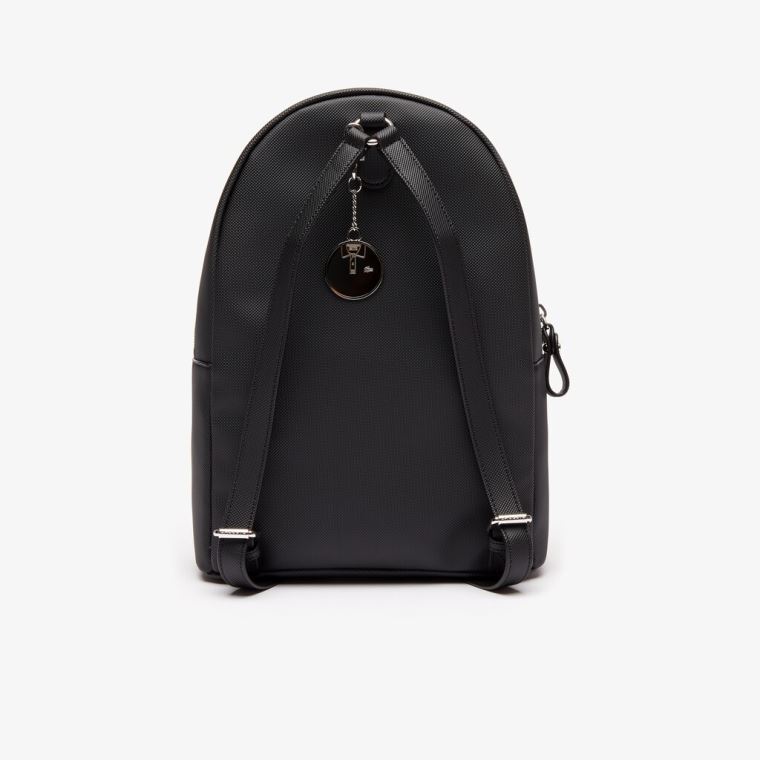 Lacoste Daily Classic Coated Piqué Vászon Backpack Fekete | PGLfAx3F