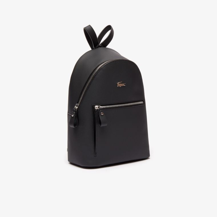 Lacoste Daily Classic Coated Piqué Vászon Backpack Fekete | PGLfAx3F