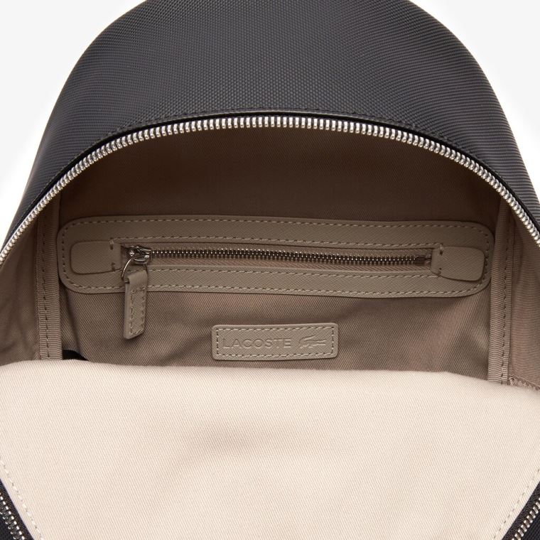 Lacoste Daily Classic Coated Piqué Vászon Backpack Fekete | PGLfAx3F