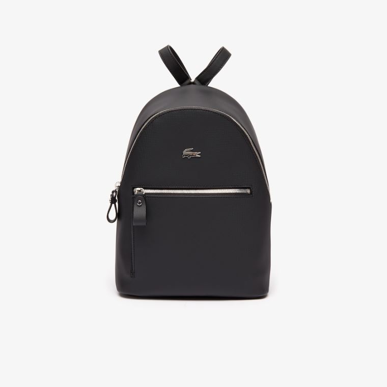 Lacoste Daily Classic Coated Piqué Vászon Backpack Fekete | PGLfAx3F