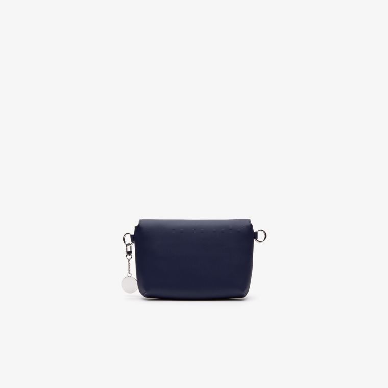 Lacoste Daily Classic Coated Piqué Vászon Flap Shoulder Bag Sötétkék | Ug4Ah7aX