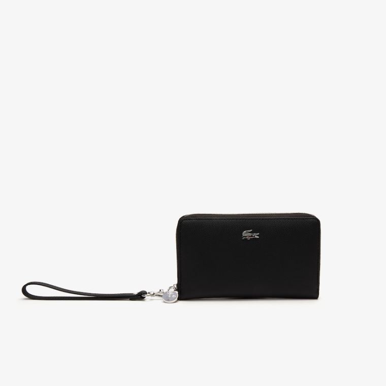 Lacoste Daily Classic Coated Vászon Wristlet Wallet Fekete | b1dJRpgt