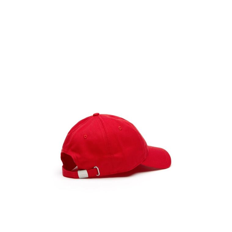 Lacoste Embroidered Crocodile Pamut Cap Piros | Jv1XeHbc