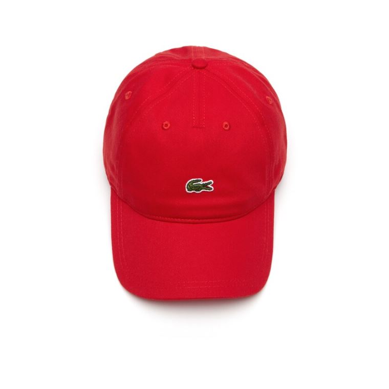 Lacoste Embroidered Crocodile Pamut Cap Piros | Jv1XeHbc