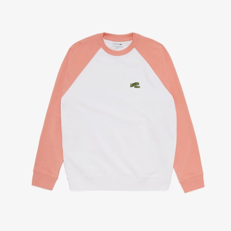 Lacoste Embroidered Logo Regular Fit Sweatshirt Fehér Rózsaszín | IyakBwmV