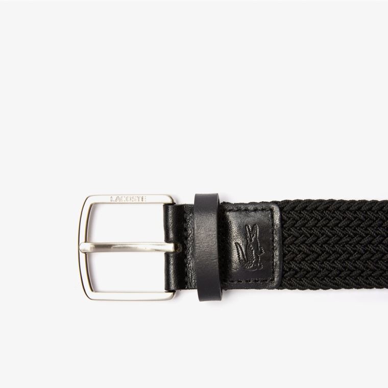 Lacoste Engraved Csatos Stretch Knitted Belt Fekete | QW8oo5sm