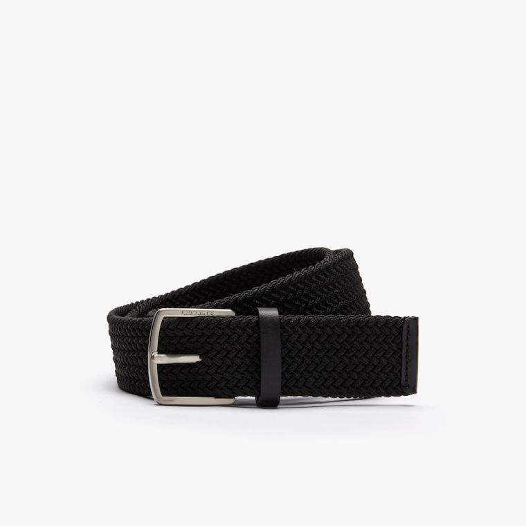 Lacoste Engraved Csatos Stretch Knitted Belt Fekete | QW8oo5sm