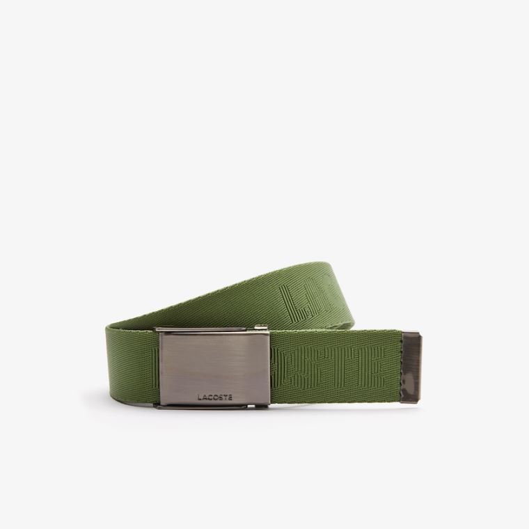 Lacoste Engraved Plate Csatos Woven Belt Zöld | PgPXRoD9