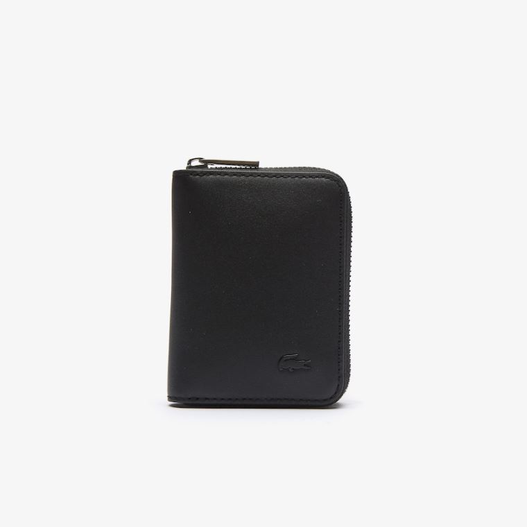 Lacoste Fitzgerald Smooth Bőr Small Zippered Wallet Fekete | OkPwsUQi