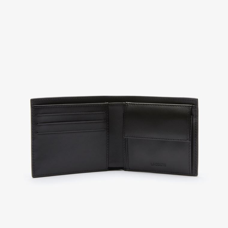 Lacoste Fitzgerald billfold in leather Fekete | cCqOMqbC