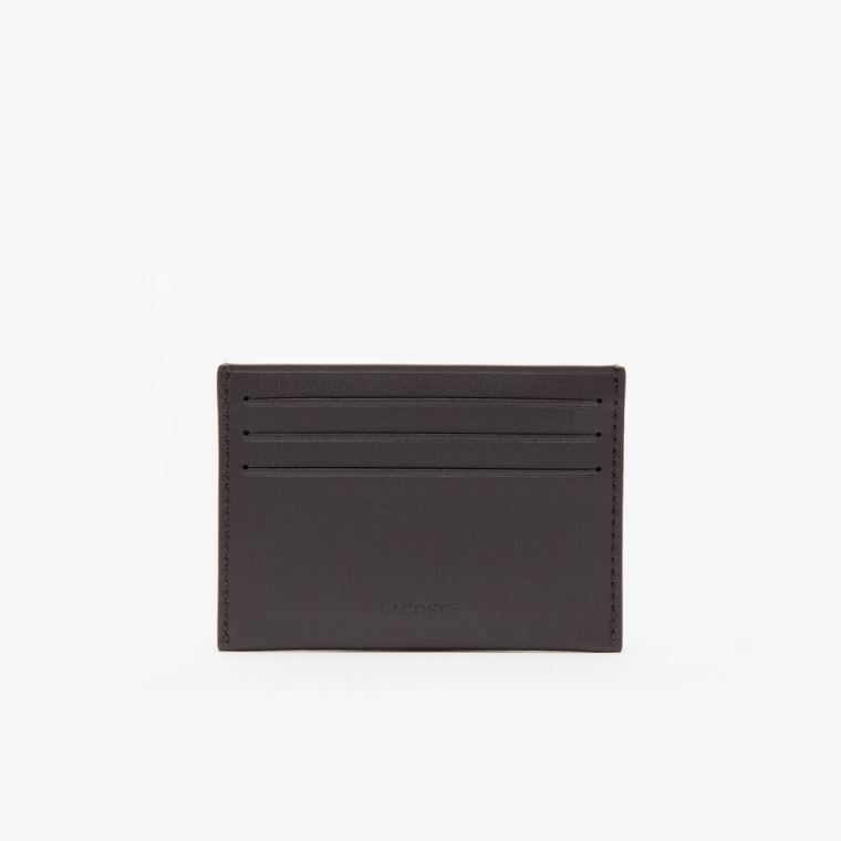 Lacoste Fitzgerald credit card holder in leather Sötétbarna | zyQNEpLj