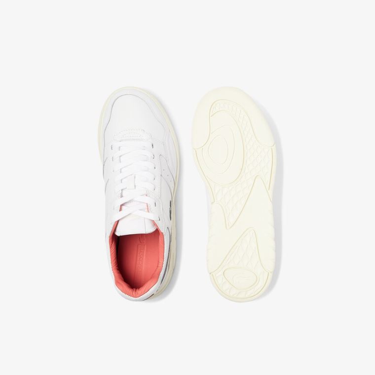 Lacoste Game Advance Luxe Bőr and Szintetikus Sneakers Fehér Bézs | T8lHebhF