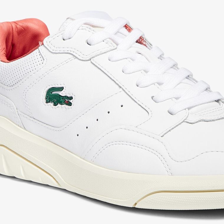 Lacoste Game Advance Luxe Bőr and Szintetikus Sneakers Fehér Bézs | T8lHebhF