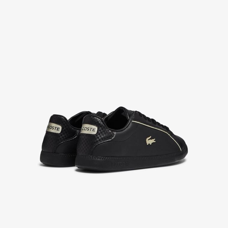 Lacoste Graduate Bőr Metallic Detailing Sneakers Fekete | I7GV0E5q