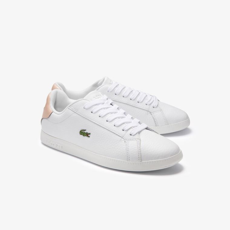 Lacoste Graduate Bőr Sneakers Fehér Világos Narancssárga | qZmWoEsd