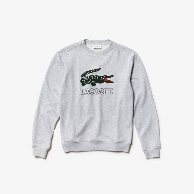 Lacoste Graphic Croc Sweatshirt Szürke | p6YEtuNk