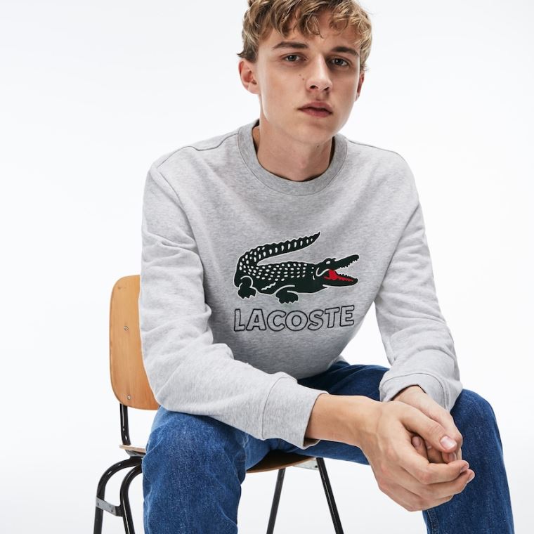 Lacoste Graphic Croc Sweatshirt Szürke | p6YEtuNk