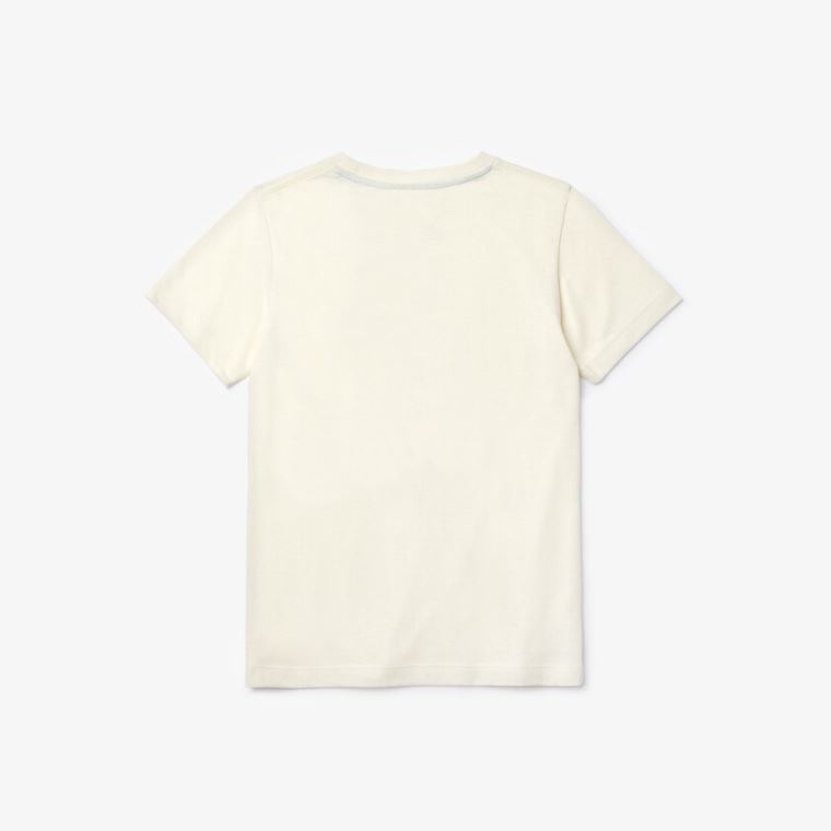 Lacoste Graphic Printed T-shirt Fehér Zöld | SjO26eMZ