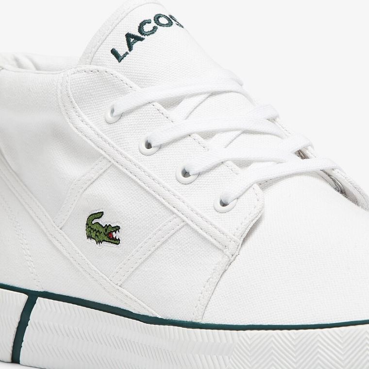 Lacoste Gripshot Vászon and Bőr Chukkas Fehér Sötétzöld | C1nRiu1Q