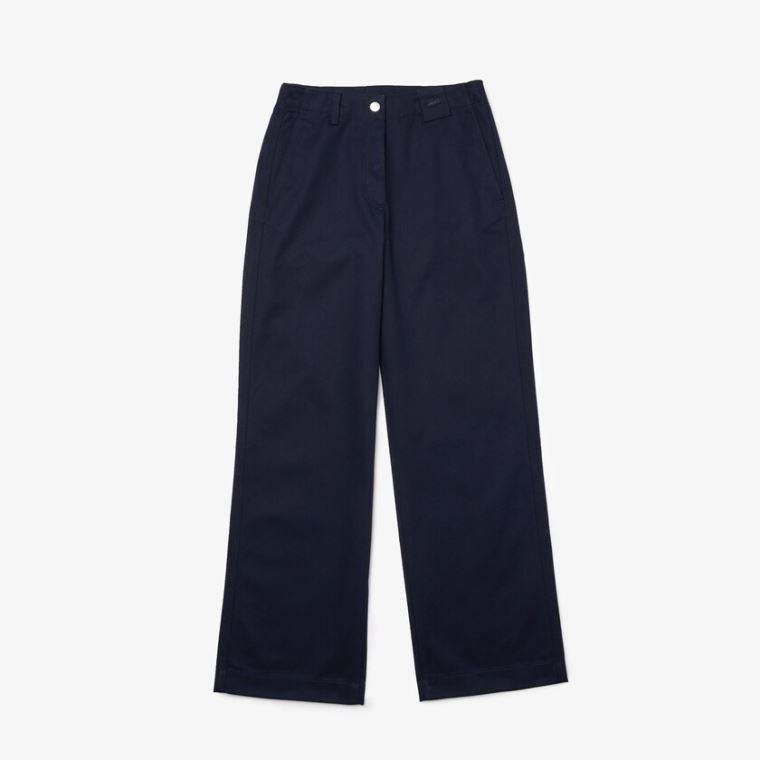 Lacoste High-Waisted Flared Pamut Pants Sötétkék Kék | HP6N7qTV